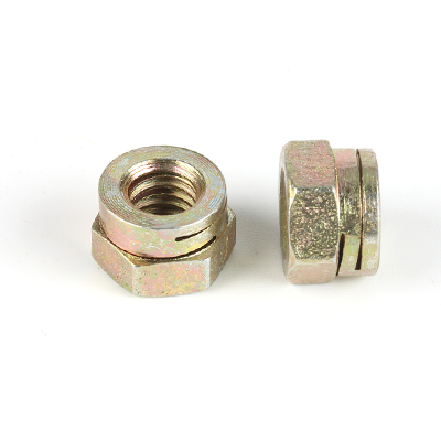 碳鋼8級(jí)彩鋅六角全金屬割槽鎖緊螺母NFE25-411